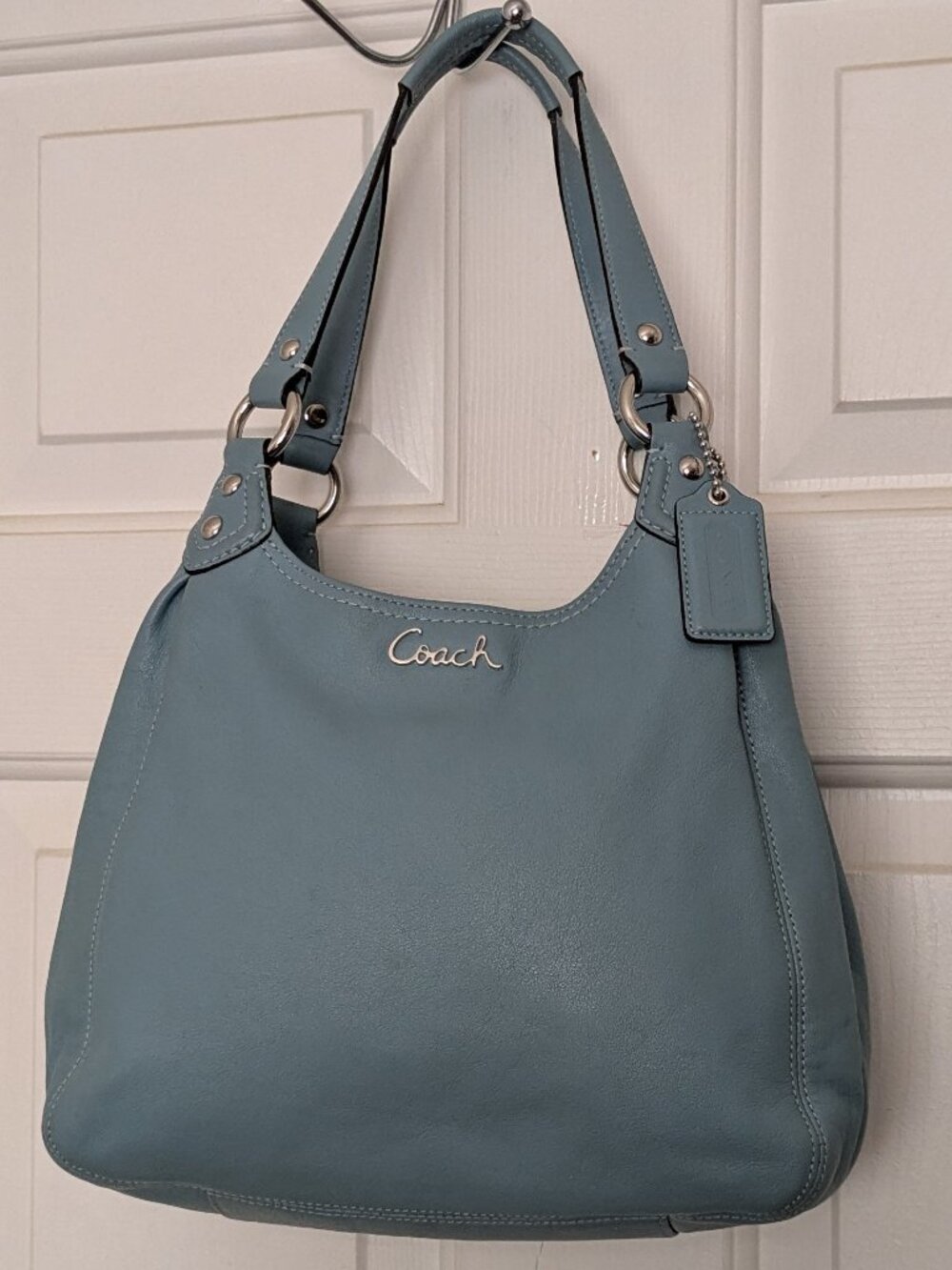 Coach Lexy Pebble Leather Shoulder Bag Large Silver Hardware